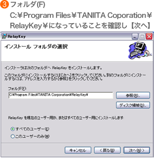 tH_(F) C:Program FilesTANIITA Coporation RelayKeyɂȂĂ邱ƂmFyցz